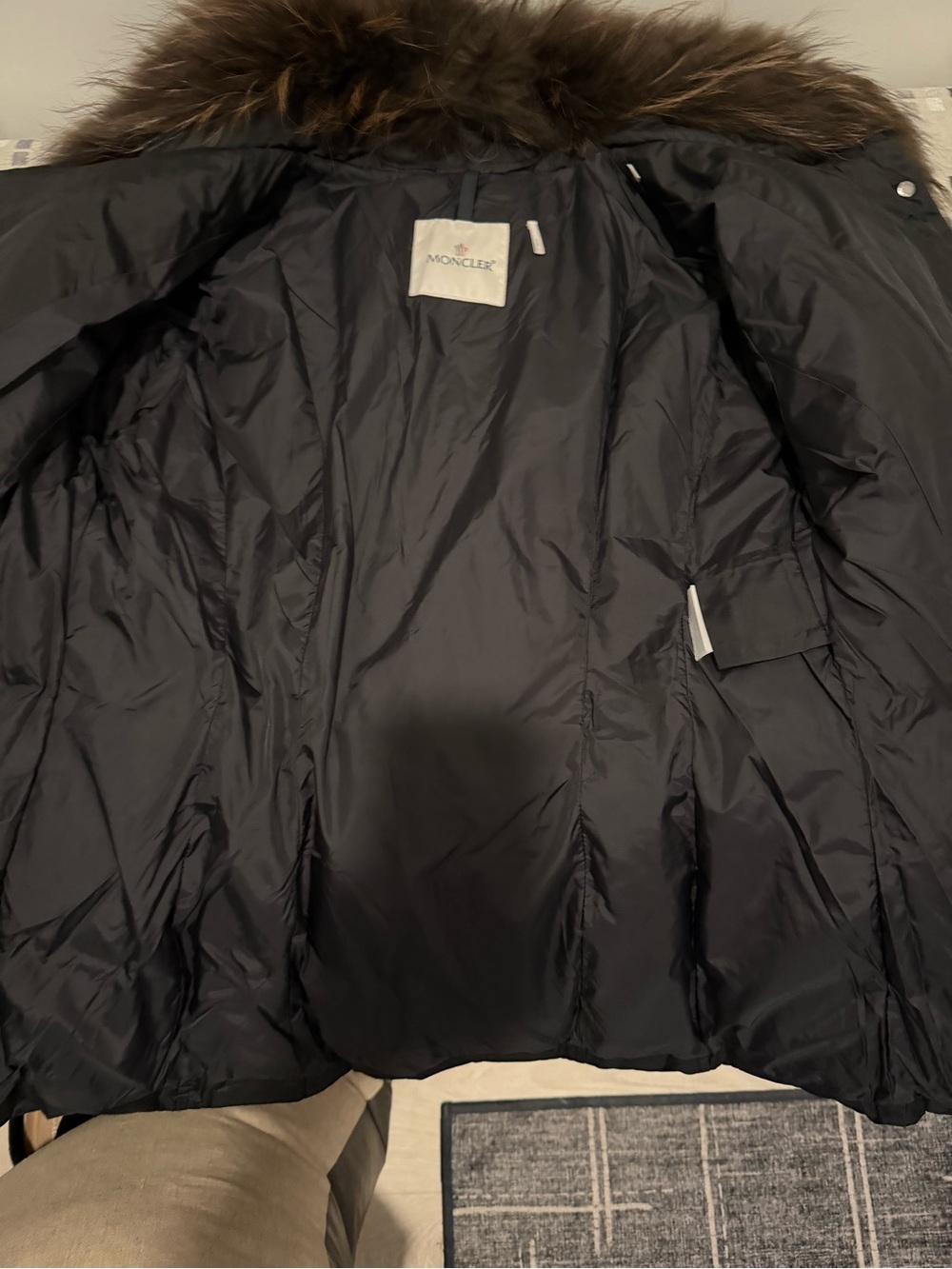 Moncler Black Puffer Jacket with Brown Fur Trim - Picture 4 of 4